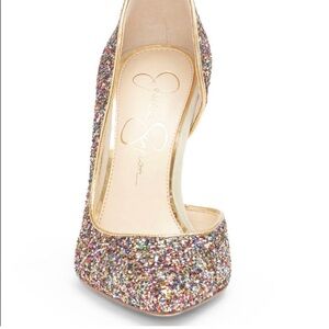 Jessica Simpson Multicolor Glitter Pointed-Toe Pump with Gold Trim
